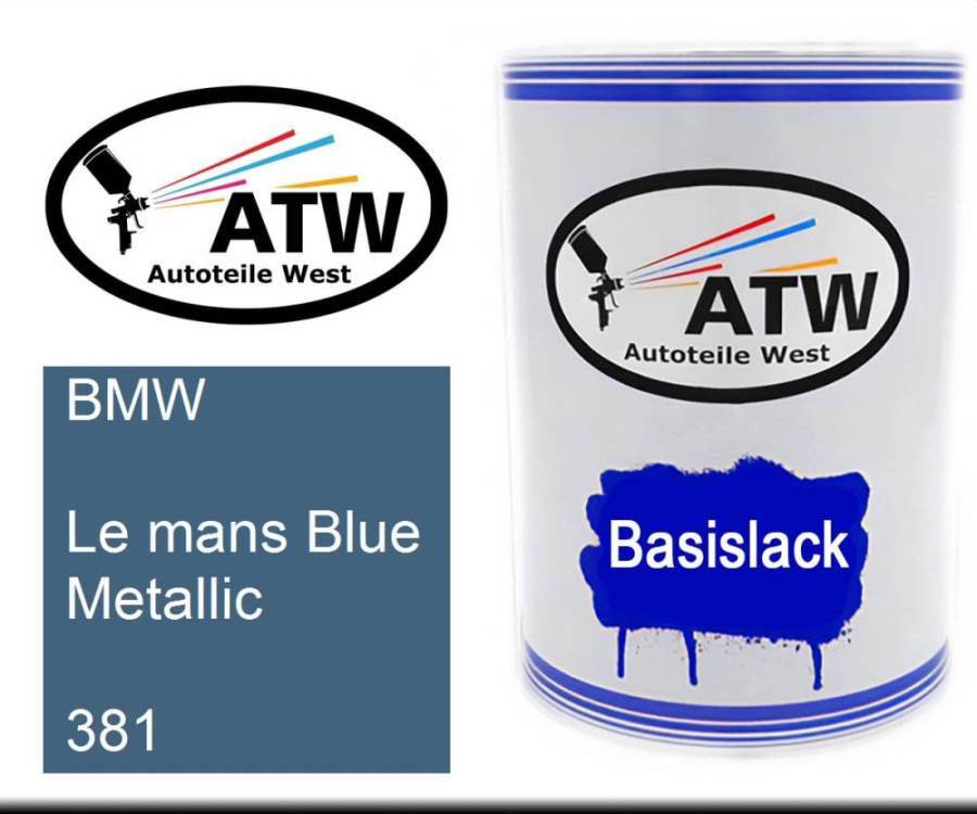 BMW, Le mans Blue Metallic, 381: 500ml Lackdose, von ATW Autoteile West.